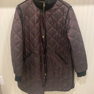 CHARLIE B Quilted Long Puffer Coat in Dark Brown
